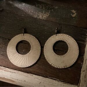 Vintage Late 60’s 4 Inch Leather Hoop Earrings